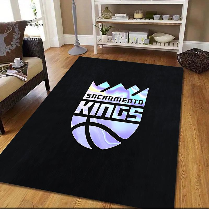 Sacramento Kings Flannel Pattern Square Carpet,Area Rug,Carpet Rug for Living Room Bedroom Sofa Playroom Decor,Non-slip Floor Mat