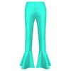 Bronzing Cloth High Waist Flare Trousers Kids Girls Dance Wear Stage Costume Ruffle Hem Bell Bottom Long Pants