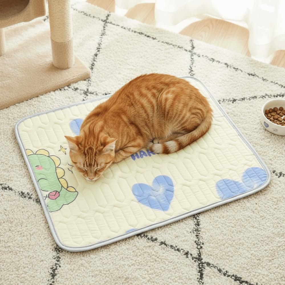 Washable Cooling Dog Mat Cool Feeling Cat Sleeping Cushion Cartoon Pattern Pet Nest Mat  Car Travel