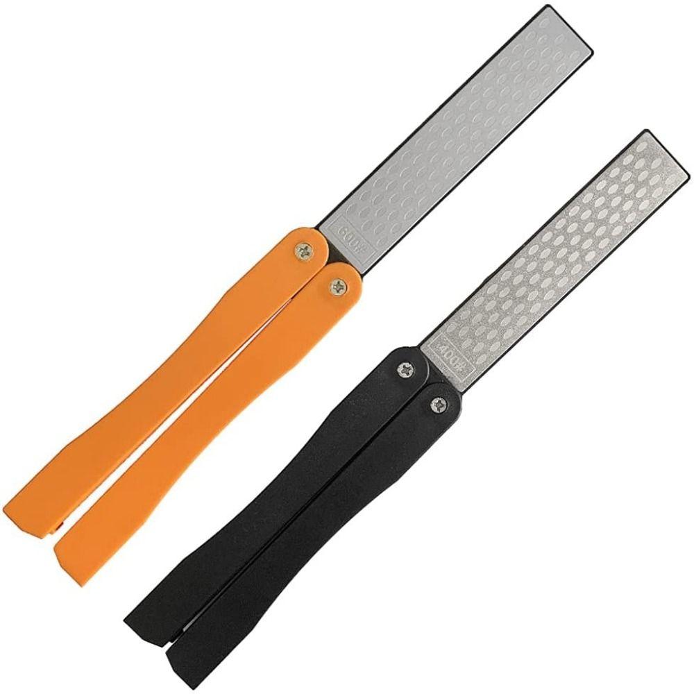 

400/600 Grit Double Side Grindstone Diamond Pocket Size Sharpening Stone Plastic Anti-slip Handle Multifunctional XXL
