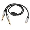 Gold Plated 1/8 Inch To 1/4 Stereo Splitter Y Cable 19.7in 3.5mm Female To Dual 6.35mm Male Dual Channel To Mono