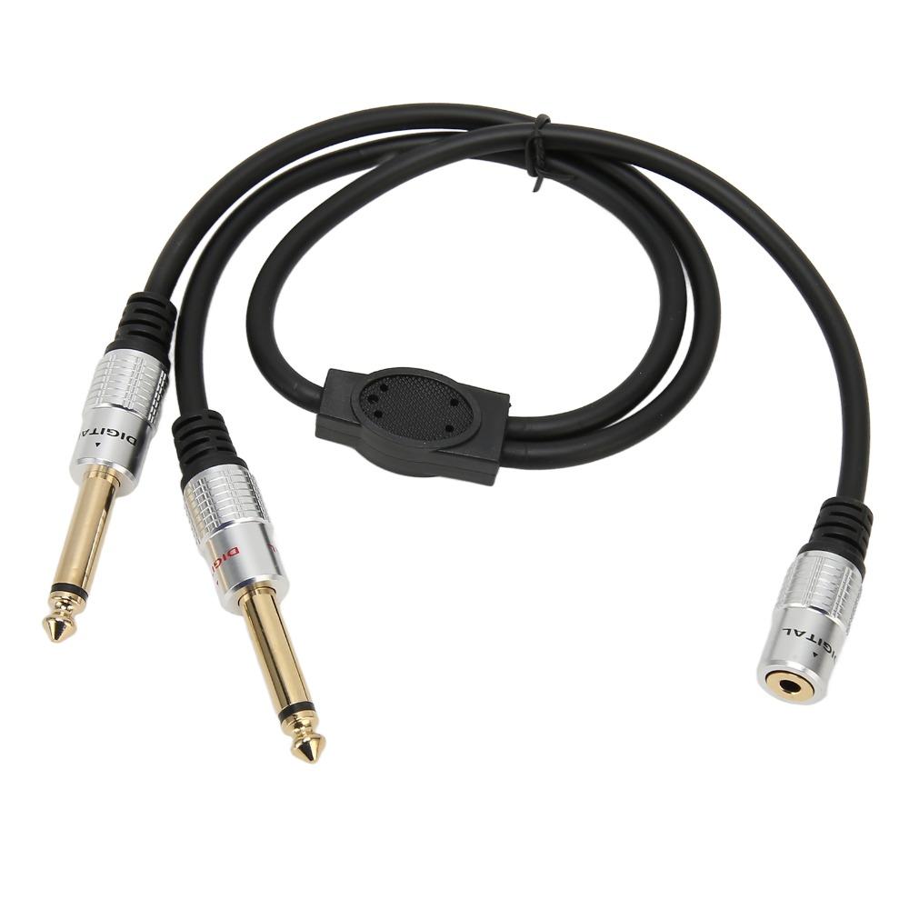 Gold Plated 1/8 Inch To 1/4 Stereo Splitter Y Cable 19.7in 3.5mm Female To Dual 6.35mm Male Dual Channel To Mono
