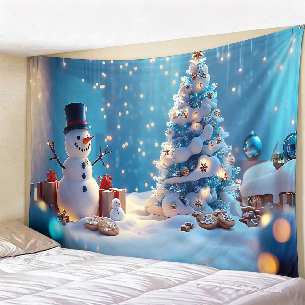 Christmas Tapestry Winter Snow Scene Wall Hanging, Holiday Decor for Bedroom Living Room, Cozy Festive Backdrop for Xmas
