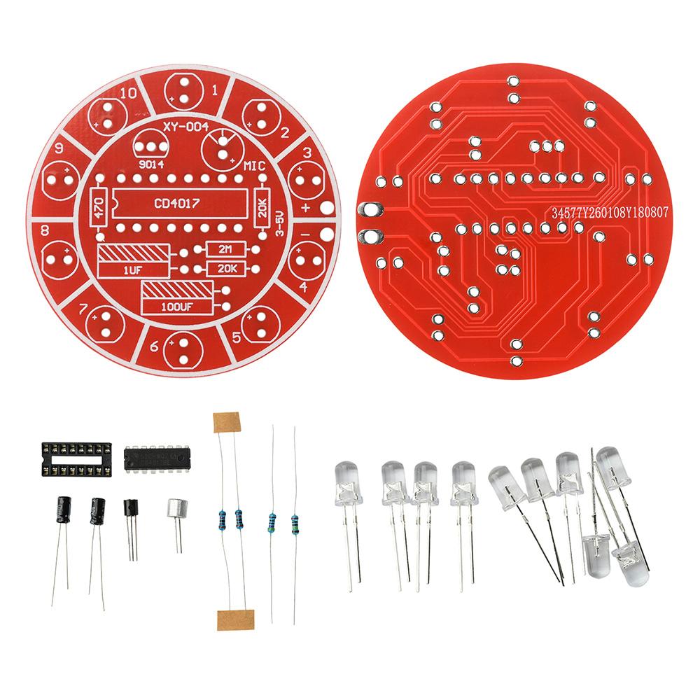

CD4017 Colorful Voice Control Rotating LED Light Kit Electronic Manufacturing DIY Kit Spare Parts Student Laboratory