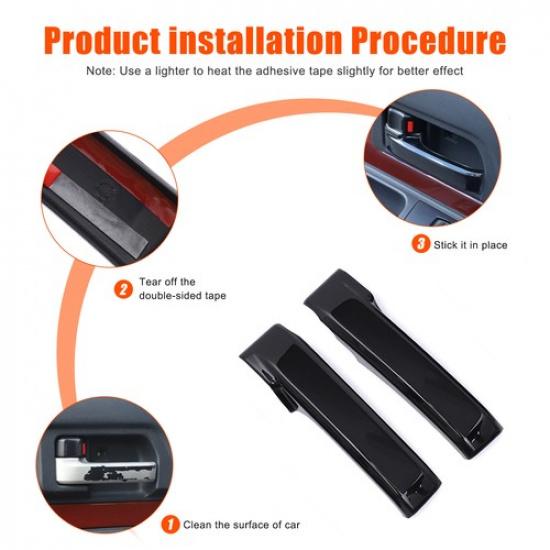 Glossy Piano Black Inner Door Handle Cover Trim For Toyota FJ Cruiser 2007-