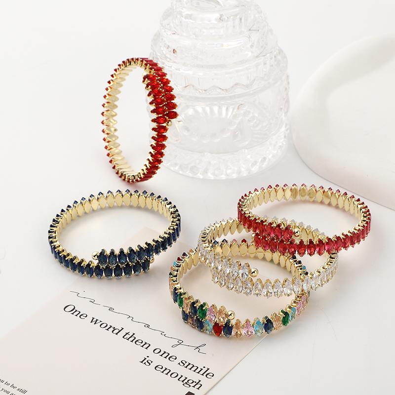 Rainbow CZ Cuff Bracelet For Women Adjust Size Silver Gold Bohemia Summer Beach Hot Jewelry Multicolor Bracelet For Wedding