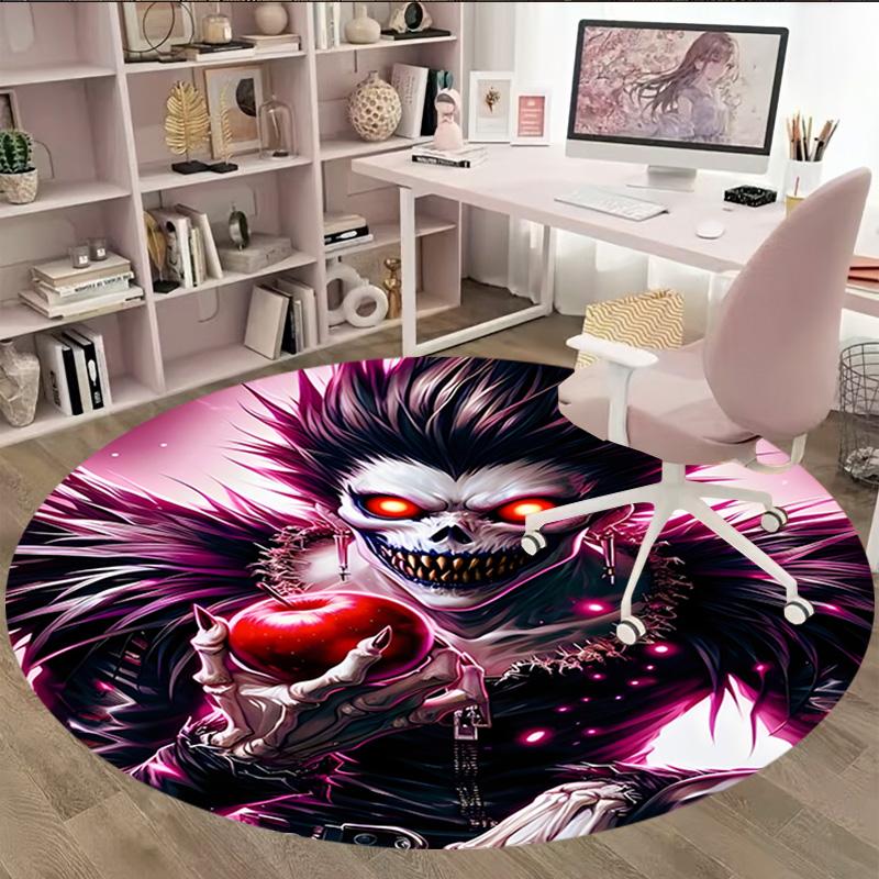 1pc D-Death Note  Carpet, Round Rug, Comfortable, Suitable for Entryways, Living Rooms, Office, And Bedrooms, Christmas Decoration