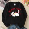 Kids Crewneck Sweatshirt, Black Cat with Apple & Yarn Print, Soft Casual Pullover for Fall Winter