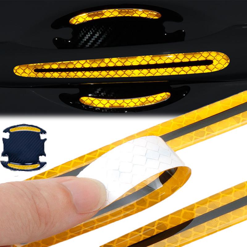 Car Door Handle Protection Cover Stickers Guard Film Carbon Fiber Reflective Decal Safety Anti-collision Strips Car