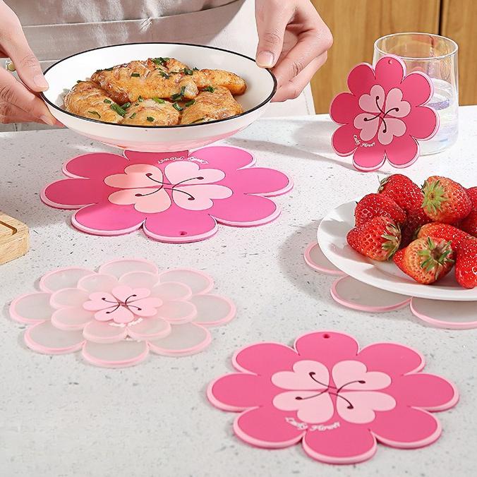 Creative Flower Insulation Pads Thick Anti Slip Wear-resistant Placemat Anti Scalding Household Mats Adsorption Wall Decoration