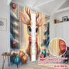 2Pcs,2D Plane Printing Curtain Popular Cute Deer Winter Ornament (3) Versatile Polyester Fabric (Without Rod) Holiday Use For