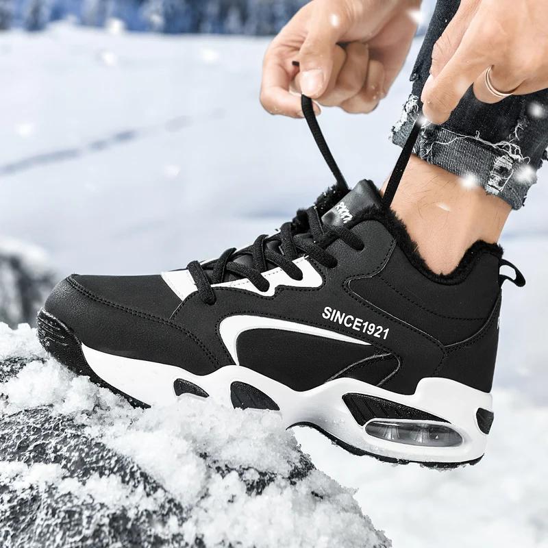 Cizme pentru bărbați Papuci noi de iarnă Pantofi calduroși pentru bărbați Impermeabili Antiderapanți Adidași de pluș Pantofi de tenis pentru bărbați Cizme Adidași pentru bărbați Iarnă