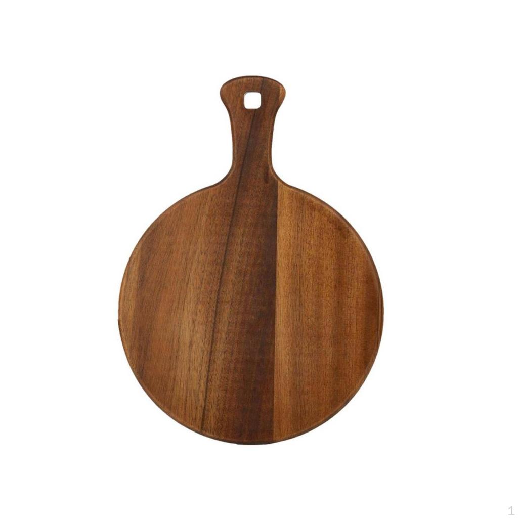 Planche à Pizza avec Poignée Ronde en Bois Naturel pour Cuisiniers Amateurs, Hôtes