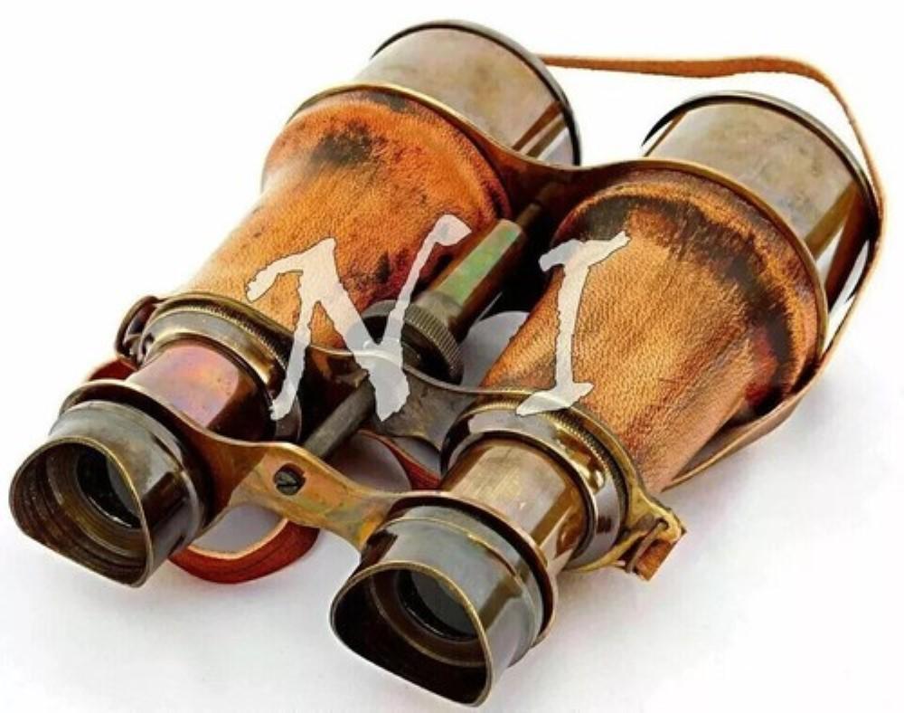 Vintage Binocular Folding Monocle Telescope Spyglass Solid Brass Antique Finish
