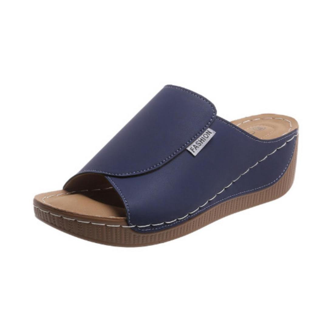 Women's Fashion Solid Slippers - Comfortable Arch Support,Breathable Outdoor Slippers Stylish,Open Toe Strap Back Heel Mid-heeled Stirrup Sandal