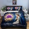 The Virgin Mary and the Purple Rose Bedding Set for Kids Luxury Gift 3pcs Digital Print Comforter Set Soft Comfortable