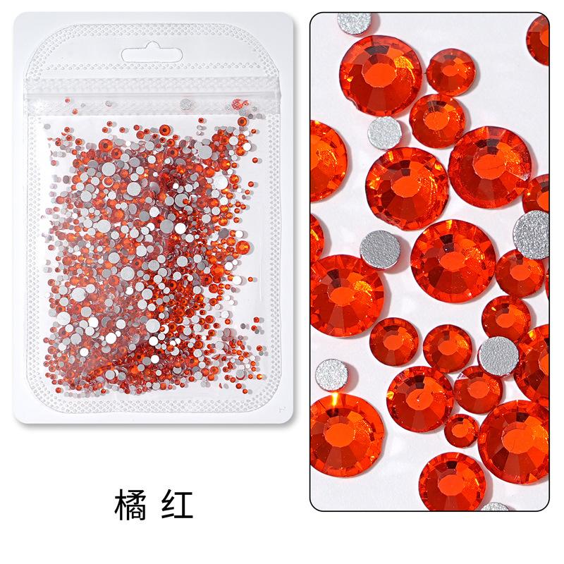 1440 buc, Un pachet întreg de manichiuri colorate, Diamante cu fund plat, Burghie din sticlă de cristal nu pot cădea de pe fund, Bijuterii cu diamante rotunde cu dimensiuni mixte.