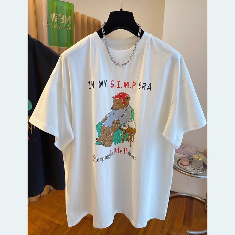 Summer pure cotton Casual oversized T Shirt Women's Streetwear Harajuku cartoon Short Sleeve T-shirts for Women Y2k Tops UNISEX