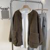 Women's Autumn/Winter Lamb Wool Cardigan Sweatshirt Student Solid Color Thick Fleece-Lined Jacket