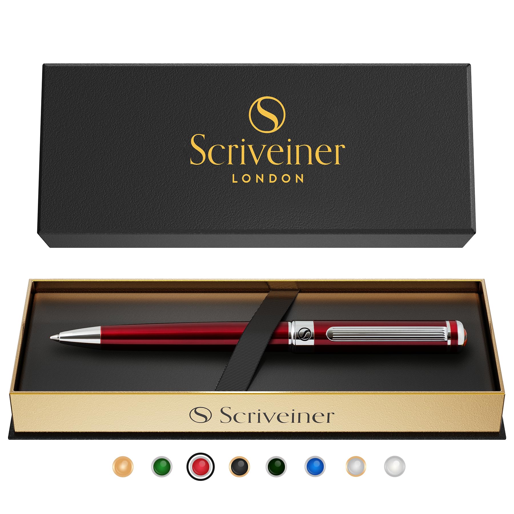 

Scriveiner Ballpoint Premium Chrome Schmidt Black Best Ballpoint Pen Gift Perfect for Men and and Office Deep Crimson Ballpoint Pen Pen, Finish,