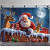 1pc2DfaltHoliday Christmas Party Banner Fun Santa Claus and Reindeer Pattern No Power Supply Required