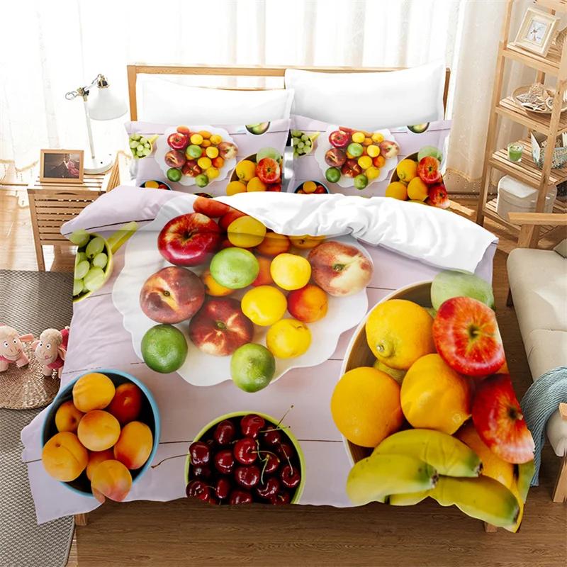 Fruit Duvet Cover Set Queen Size Quilt Covers Double Bed 220x240 3D Single Thin Bedding Set 2PCS 3PCS Pillowcase Full Twin King