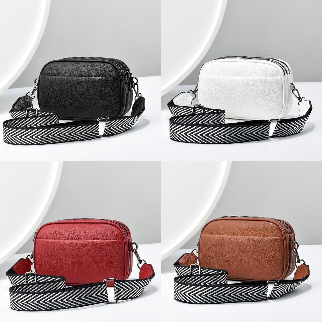 Color Solid Chic Pu Shoulder Bag For Women Featuring Adjustable Wide Strap And Zipper Closure