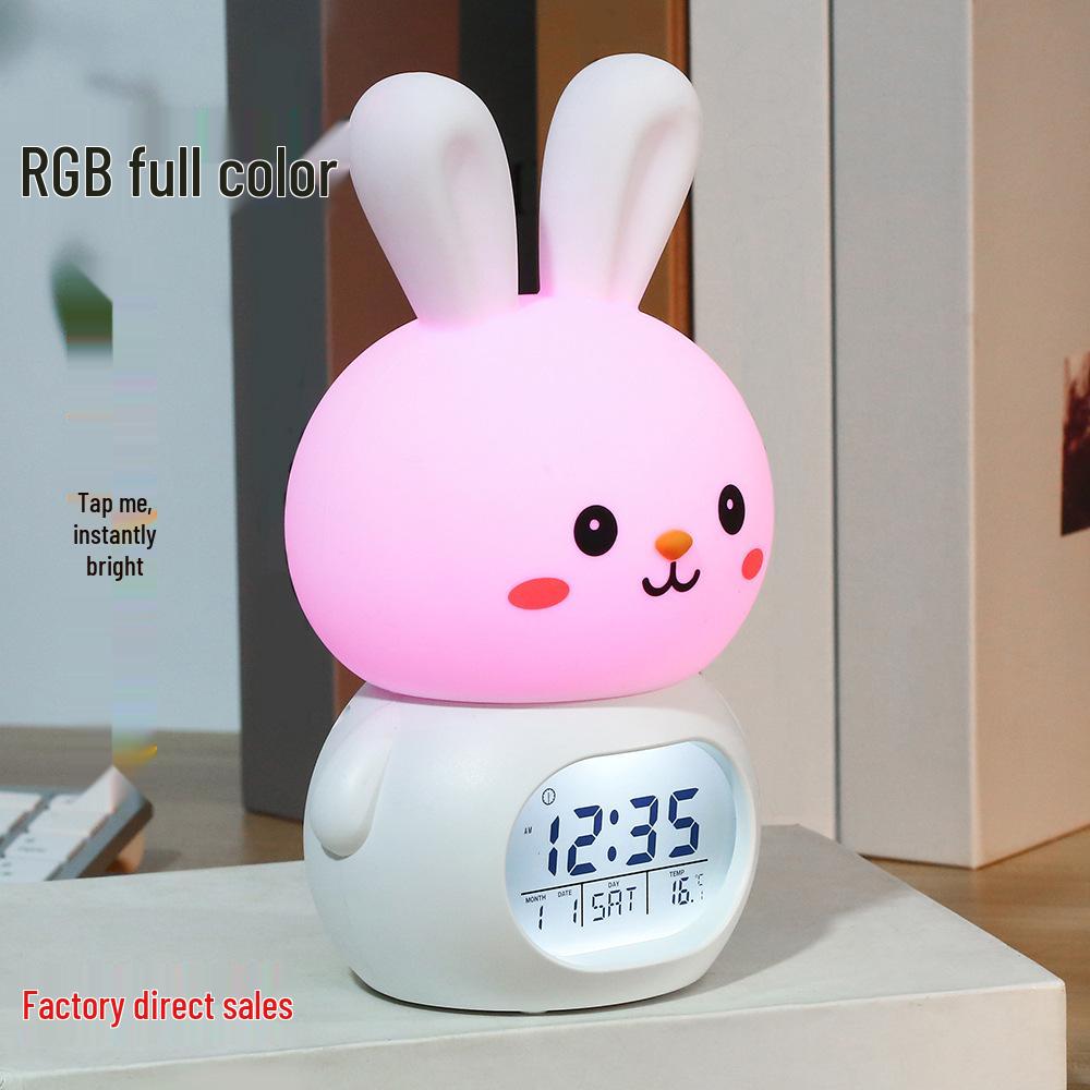Rechargeable Jade Rabbit Music Alarm Clock and Night Light for Kids