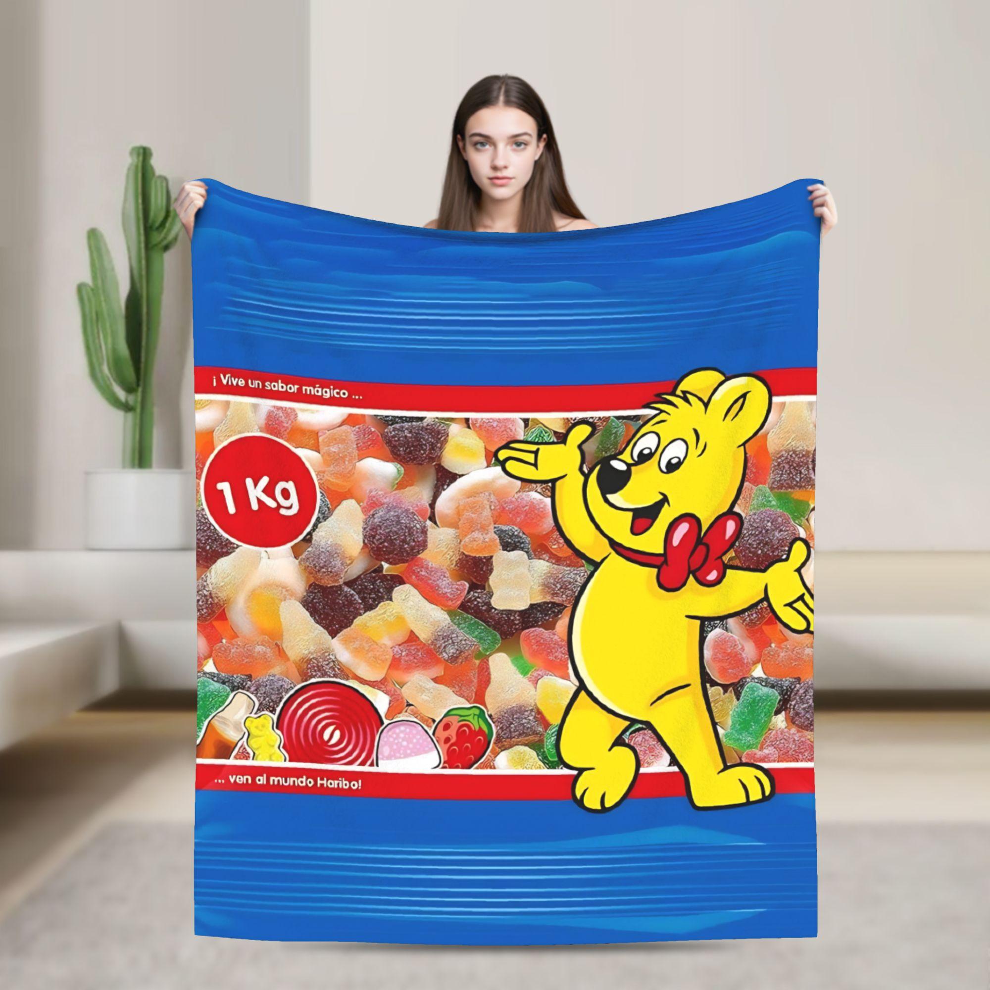 

Пледи з цукерками Haribo Теплі Новинка Плюшева Постільна Білизна Пледи Для Дивана Ліжка Декоративні Фланелеві Покривала Покривала на Ліжко 40x50in