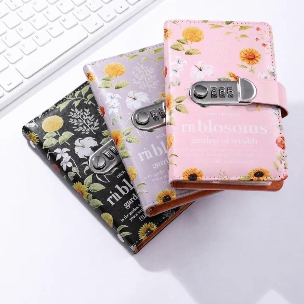 Large Capacity Money Organizer Lockable Cash Envelope Sunflower Print Budget Binder  Office