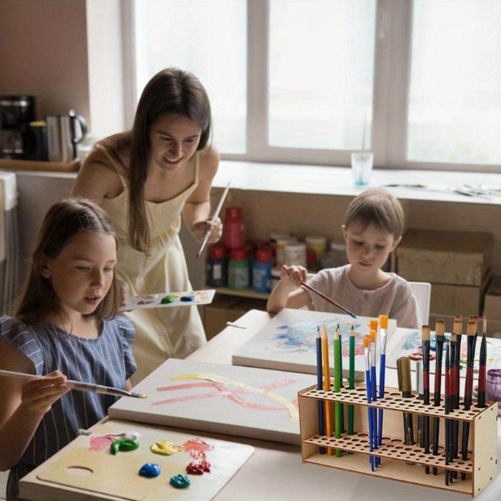 DIY Watercolor Brush Rack Multihole Makeup Brushes Shelf Minimalism Pen Drying Stand Art Tools