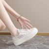 Canvas Shoes Women's 2025 Summer New Lace Mesh Breathable Mesh Shoes Little White Shoes with Skirts Platform Casual Board Shoes