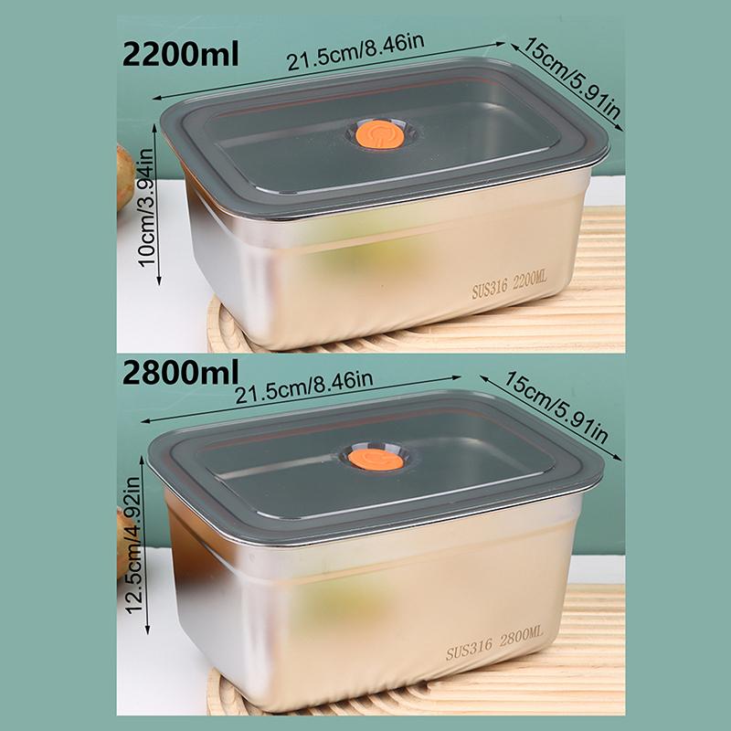 316 Stainless Steel Camping Lunch Box Sealed Leak-proof Bento Box Fresh-Keeping Box For Household Refrigerators Fruit Box
