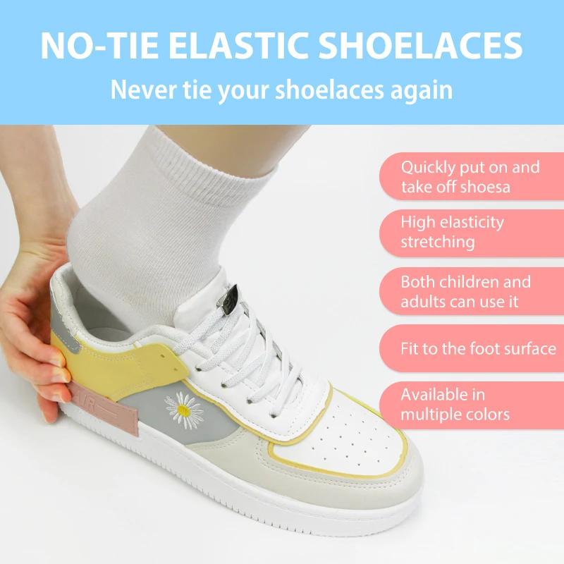 Nieuwe Elastische Schoenveters Zonder Strikken Geweven Platte Schoenveters Voor Kinderen en Volwassen Sneakers Schoenveters Snel Lui Metalen Sluiting Schoenveters