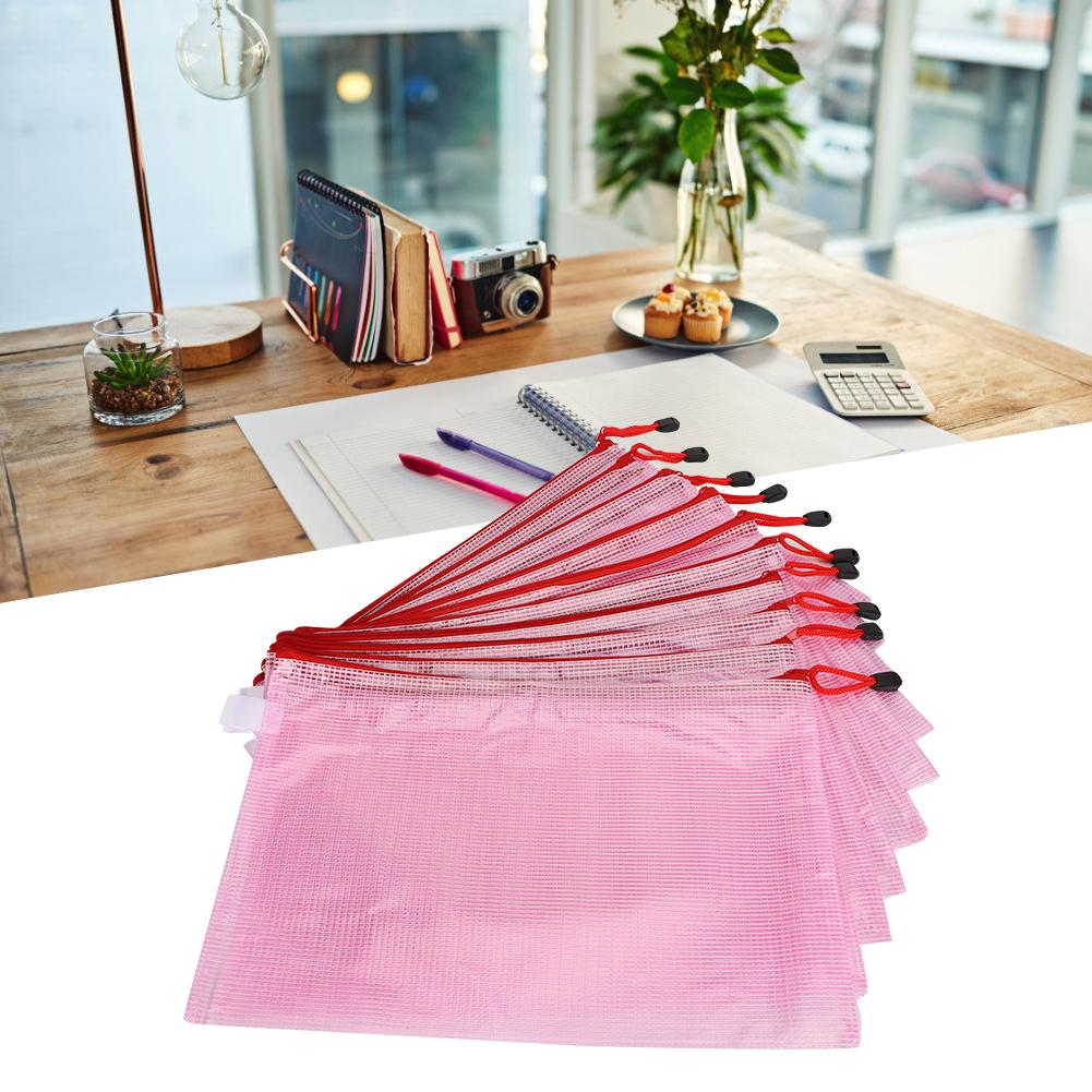 10pcs Mesh   Bag   File Folder PVC Transparent Information Pack Document