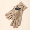 Warm Gloves for Women In Autumn and Winter Outdoor Riding Cold Proof Thickened Plush Velvet Cute Bow Develvet Touch Screen Gloves