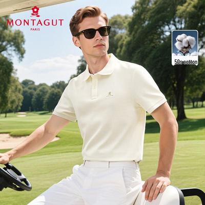 MONTAGUT Men's Short Sleeve Pure Cotton Polo Shirt
