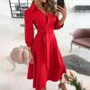 Weibliches Kleid mit Blumenmuster, tiefem V-Ausschnitt, Vintage-Gürtelkleid