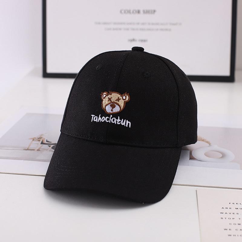 

Бейсболка весна и осень женская новая жесткая кепка модная мужская кепка повседневная вышитая шляпа с медведем оттенок лето one size fits all чёрный
