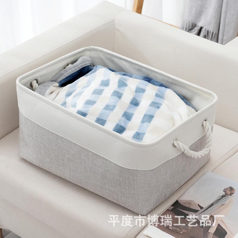 Japanese Style Storage Basket Set Linen Patchwork Home Organizer for Clutter