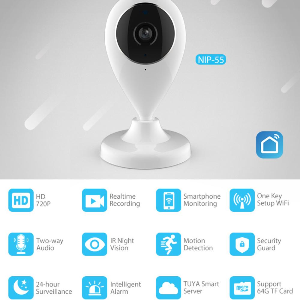 Tuya WiFi Innen-IP-Kamera Drahtlose Smarte Mini-Sicherheitskamera mit HD-Video, Bewegungserkennung & Fernanzeige