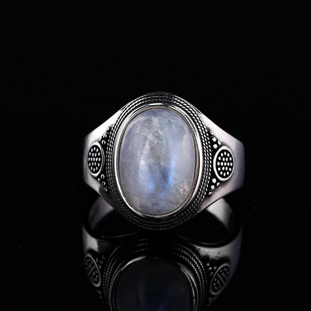 Anello Naturale Rodocrosite Pietra di Luna Donna Gioielli Placcati Rame 10x14MM Occhio di Tigre Grande Lapislazzuli Anello Retro da Festa Regalo