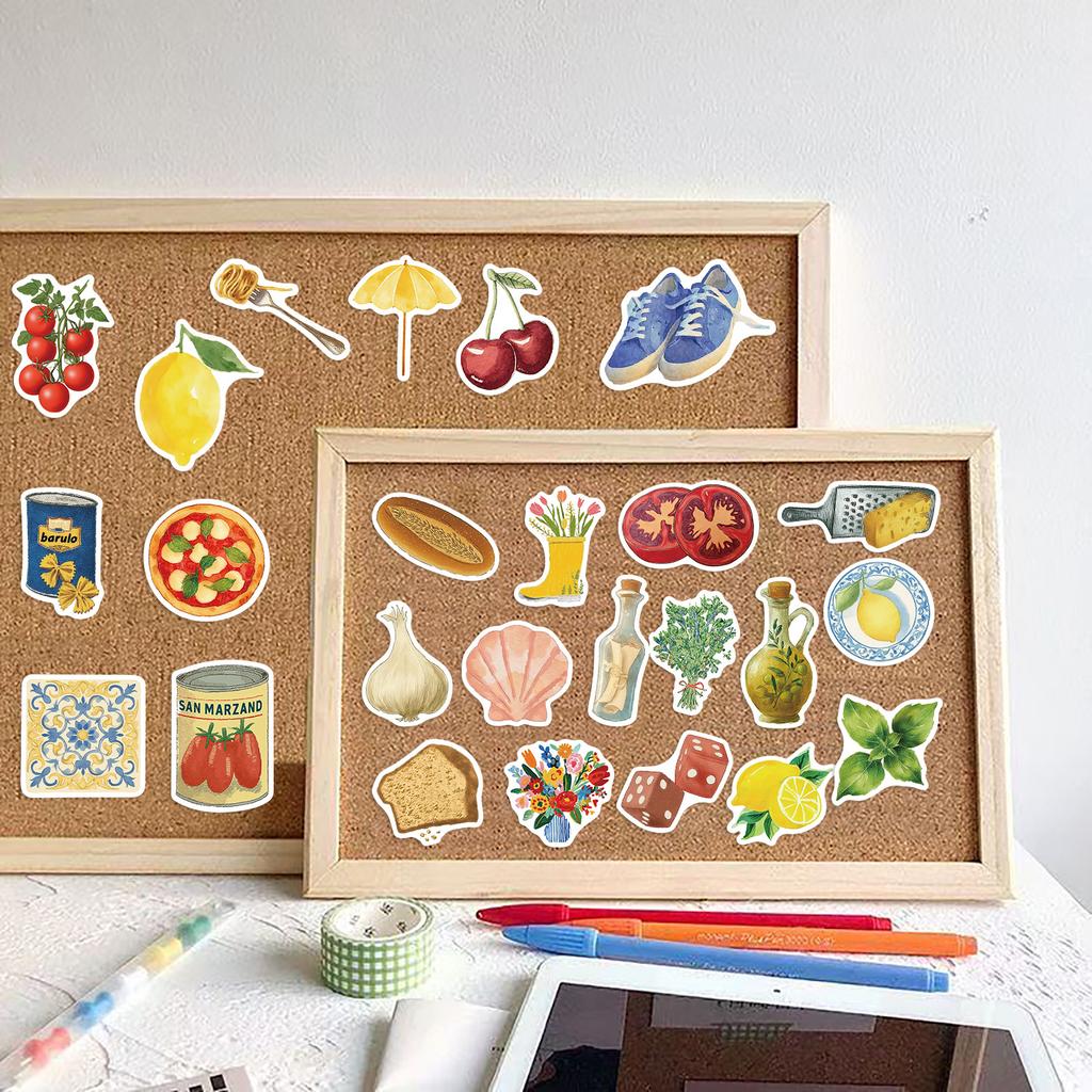 High-Quality 54Pcs High-Quality Cartoon High-Quality Aesthetics High-Quality Mediterranean High-Quality Food High-Quality Stickers High-Quality