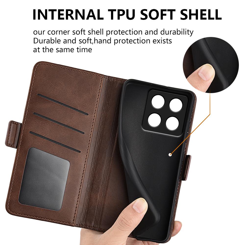 Dla Xiaomi 14T Etui z podstawką Skóra o fakturze cielęcej portfel Pokrowiec na telefon