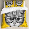 Cute Cat Duvet Cover Twin Size 3D Animal Vivid Colorful Cat Printed Comforter Cover Soft Polyester Bedding Set For Adult Teens