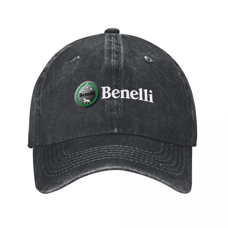 Berretto da Baseball in Tela Lavata con Logo Benelli Vestibilità Classica Cappello Regolabile per Attività all'Aperto e Uso Quotidiano