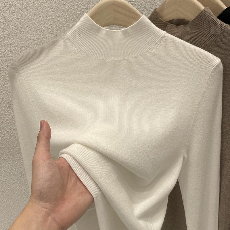 

2024 Autumn/Winter Women s Slimming Soft Half-High Neck Knit Sweater 2XL 130-145