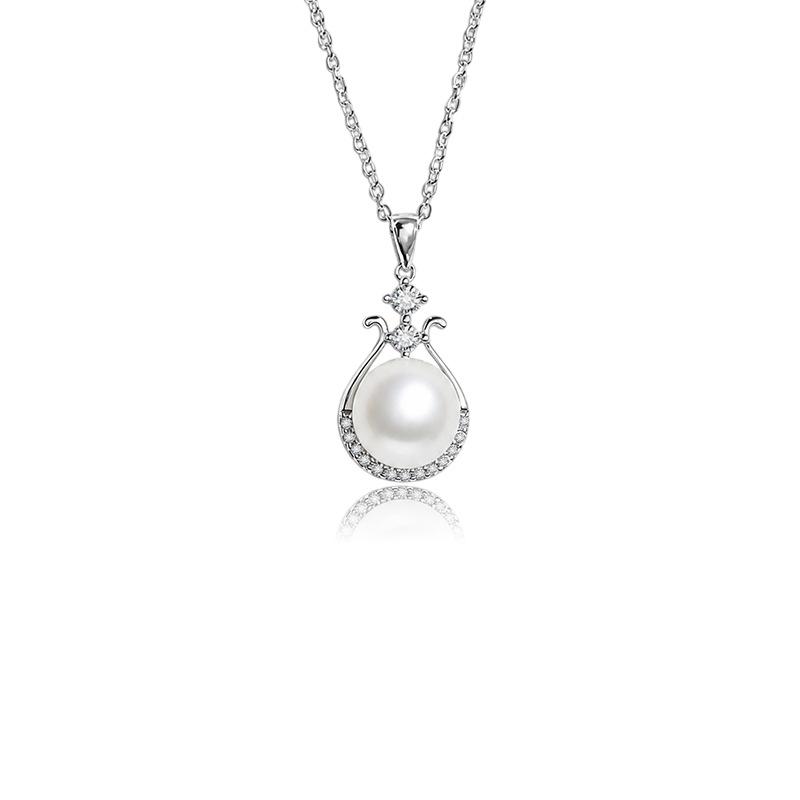 S925 Sterling Silver Star String Freshwater Pearl Harp Pendant - Exquisite Versatile Clavicle Chain