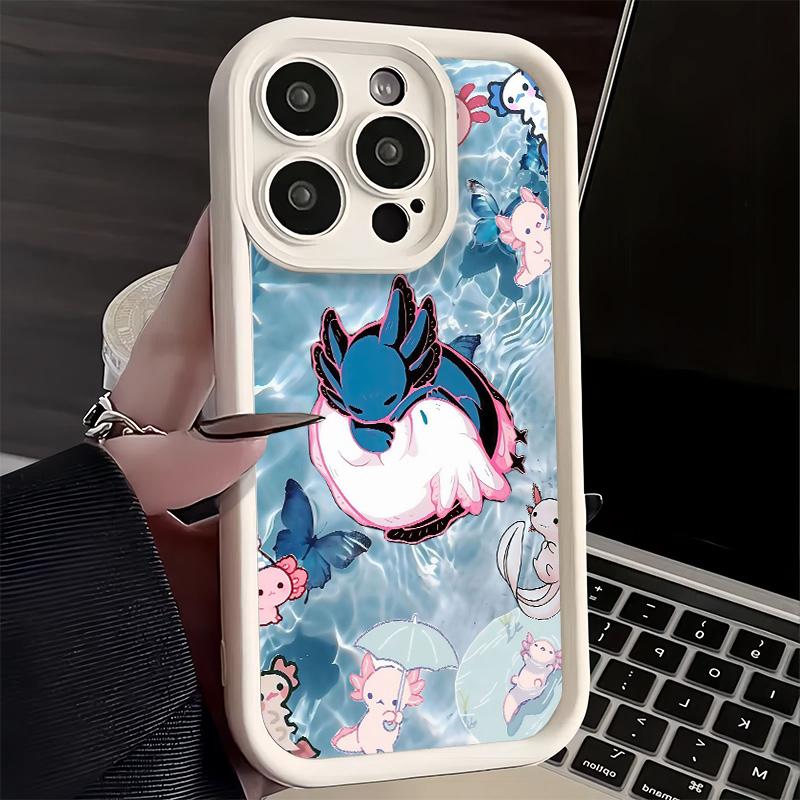 Phone Case for iPhone 17 Air 16E 15 16 Pro Max Axolotl Cartoon Cute Cover 14 Plus 13 12 Mini Soft Shell Silicone Fundas