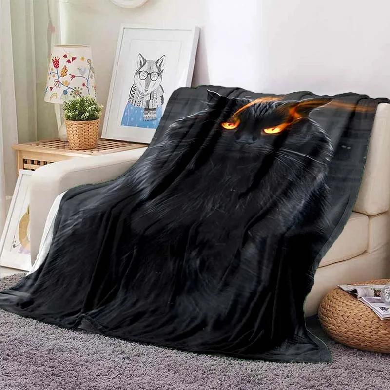 Cute Cat Series Printed Blanket for Sofa Bed Travel Camping Living Room Office Conditioning Blanket for All Seasons Gifts